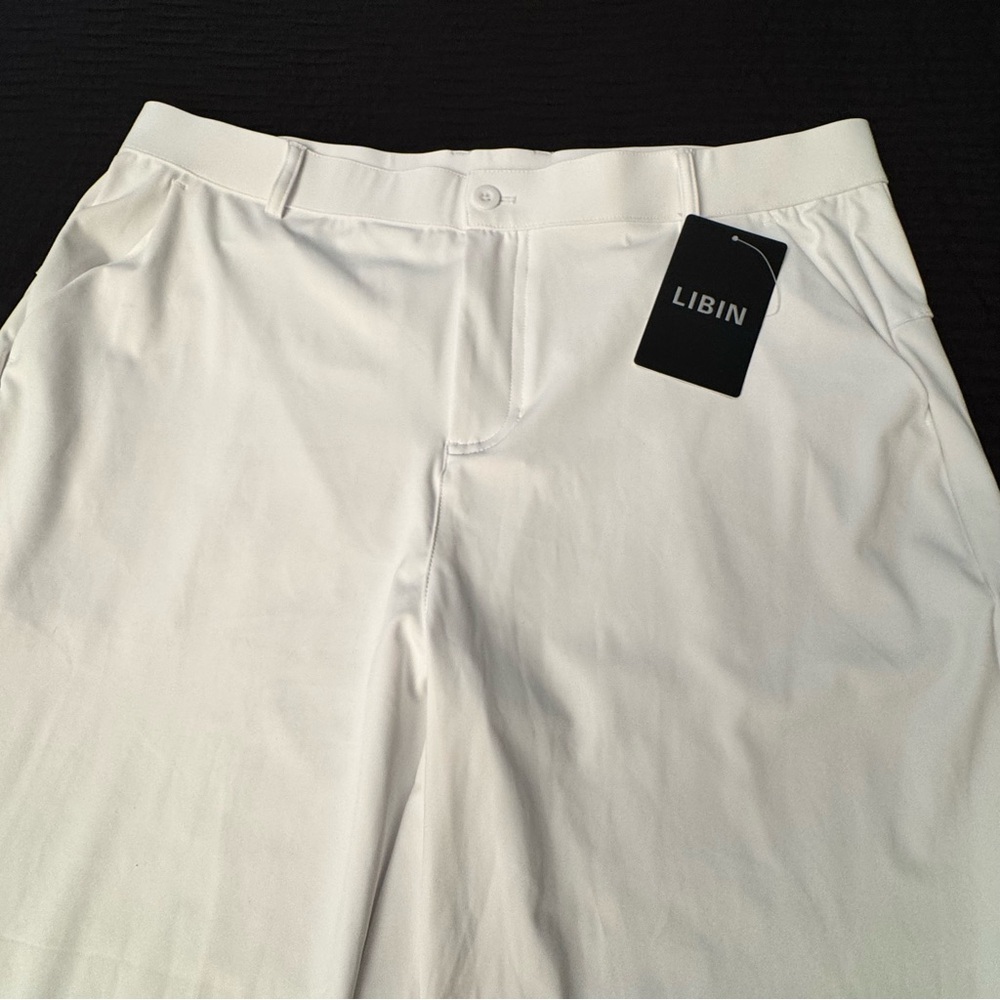 NEW! LIBIN Golf White Pants Size XL Preppy Golf Waterproof Back Zip Pocket NWT!